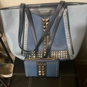 Michael Kors Blue Studded Women's Bag Set